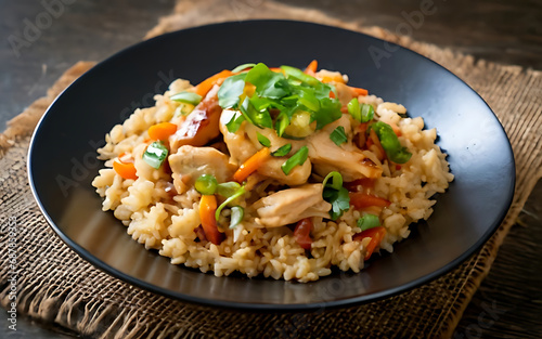 Capture the essence of Chicken Fried Rice in a mouthwatering food photography shot Generative AI
