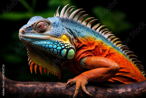 Branch Buddies: Colorful Iguana Strikes a Pose in a Captivating Portrait © Cyprien Fonseca
