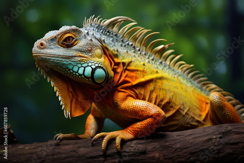 Branch Buddies: Colorful Iguana Strikes a Pose in a Captivating Portrait © Cyprien Fonseca