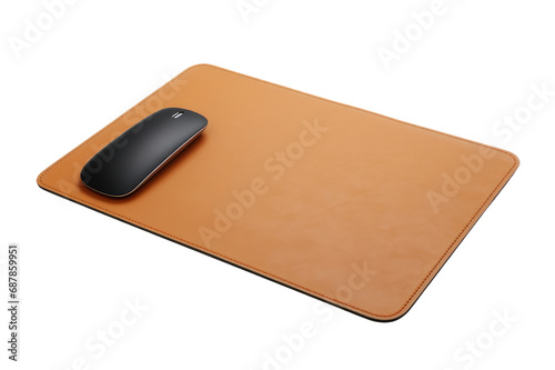 Desk Elegance Luxe Leather Mat on Transparent Background, PNG, Generative Ai