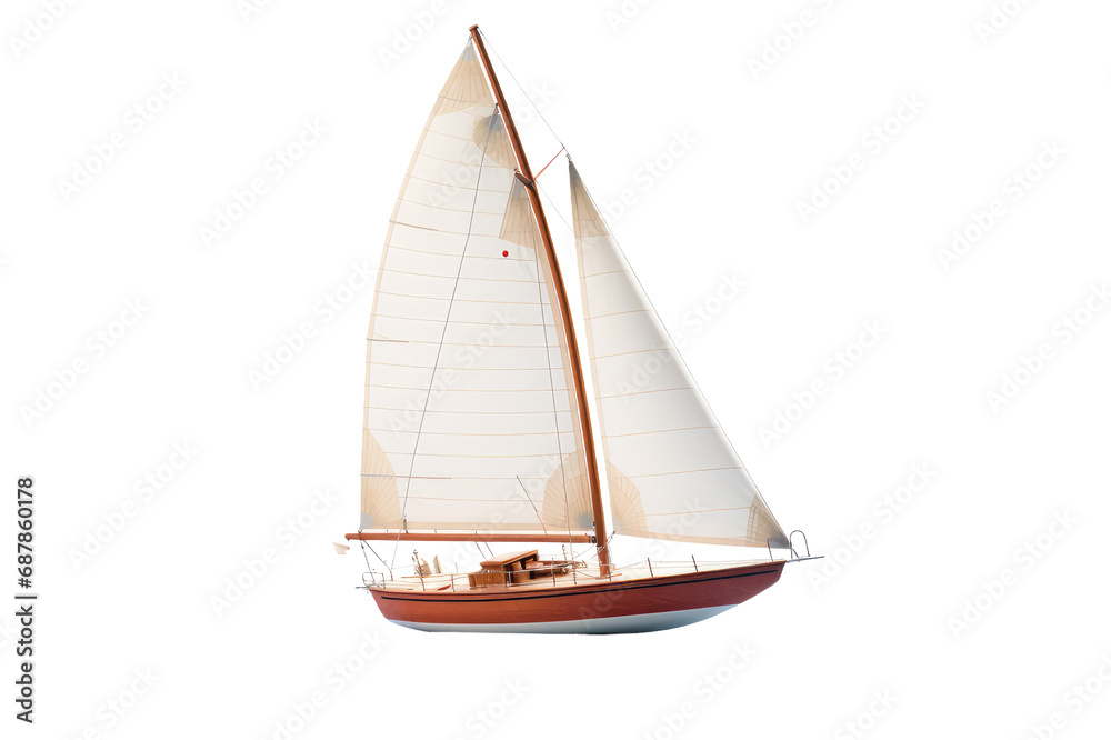 Ocean Serenity Sailboat Model on Transparent Background, PNG, Generative Ai