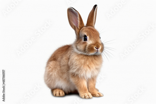 Whiskered Elegance: Isolated Rabbit on a Transparent Background