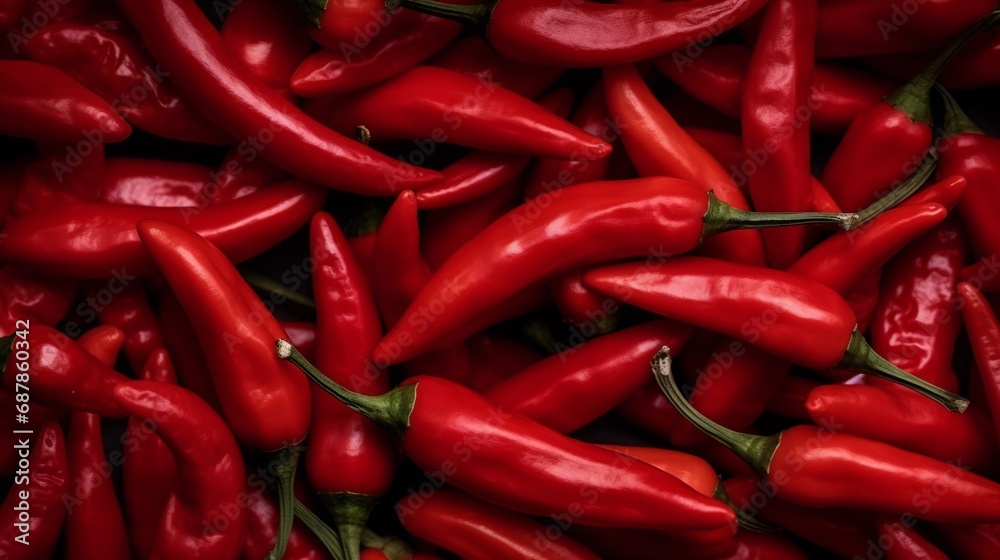 Red hot chilli pepper pattern texture background. Set of red hot chilli peppers