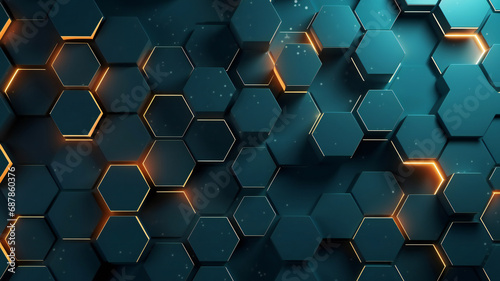 Futuristic Hexagon Pattern with Radiant Lights. Business Technology Background. Vertical orientation