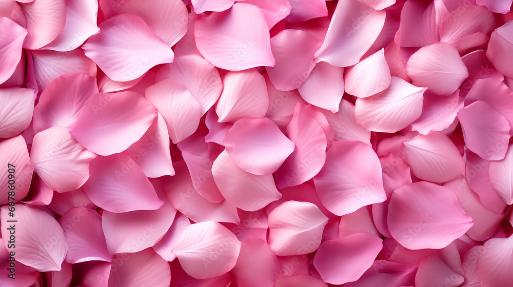 Pink rose petals are stacked together in a beautiful order.