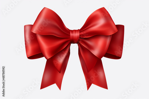 Red ribbon and bow isolated against transparent background 