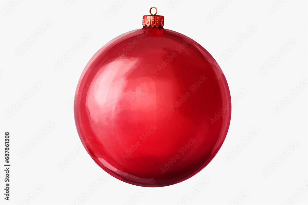 Red Elegance: Watercolor Clipart Design of a Single Christmas Ball on Transparent Background Red Elegance: Watercolor Clipart Design of a Single Christmas Ball on Transparent Background