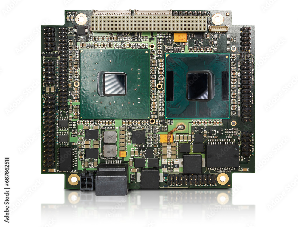 PCI-104 embedded CPU board isolated on white background PCI-104 embedded CPU board isolated on white background