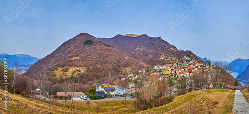  Bre village and Monte Boglia panorama, Ticino, Switzerland photo