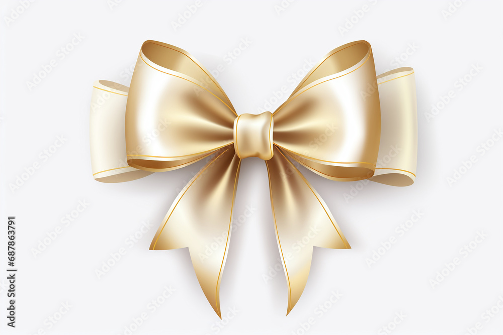 Pure Elegance: White Ribbon and Gold Bow Isolated on Transparent Background Pure Elegance: White Ribbon and Gold Bow Isolated on Transparent Background