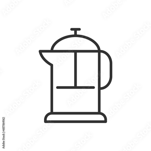 Wallpaper Mural Teapot with a press, linear icon. Line with editable stroke Torontodigital.ca