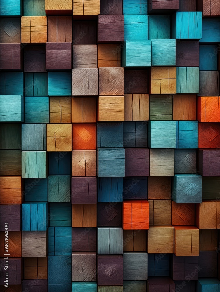 Abstract block stack wooden 3d cubes, colorful wood texture for backdrop Abstract block stack wooden 3d cubes, colorful wood texture for backdrop