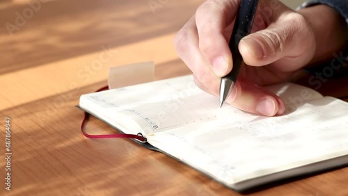 手帳にスケジュールを書き込む