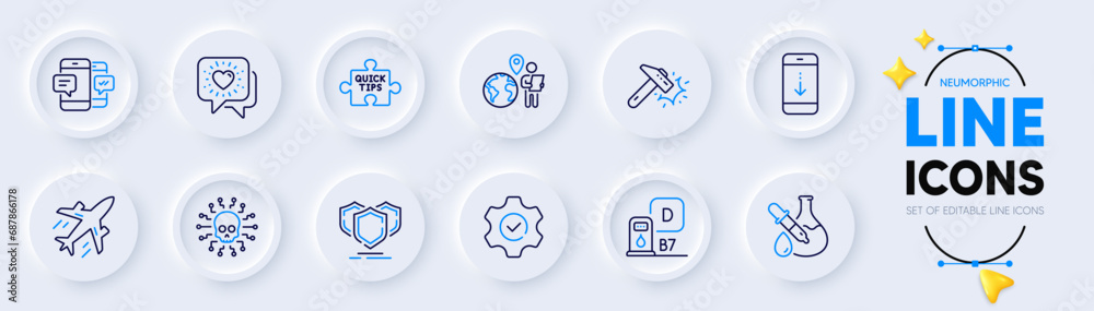 Outsource work, Plane and Diesel station line icons for web app. Pack of Cyber attack, Shields, Scroll down pictogram icons. Friends chat, Hammer blow, Execute signs. Quick tips. Vector Outsource work, Plane and Diesel station line icons for web app. Pack of Cyber attack, Shields, Scroll down pictogram icons. Friends chat, Hammer blow, Execute signs. Quick tips. Vector