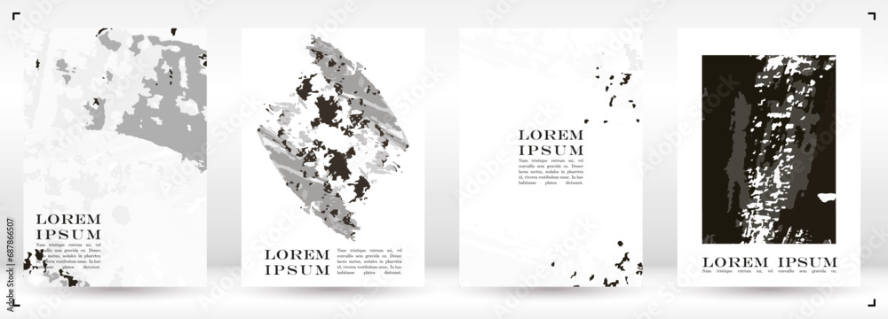 Obraz premium Brush paint Vector Background Templates Set. Hand Painted Artwork Page Collection. Good for Cover, Invitation, Banner, Placard, Brochure, Poster, Card, Flyer and other.