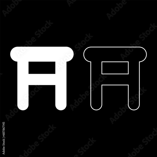 Stool tabouret with legs legged wooden set icon white color vector illustration image solid fill outline contour line thin flat style