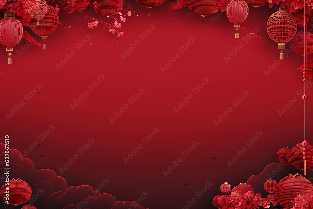 Chinese New Year Poster with Lantern, copy space Chinese New Year Poster with Lantern, copy space