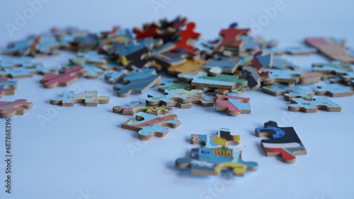 close up Jigsaw puzzle. pieces of puzzle