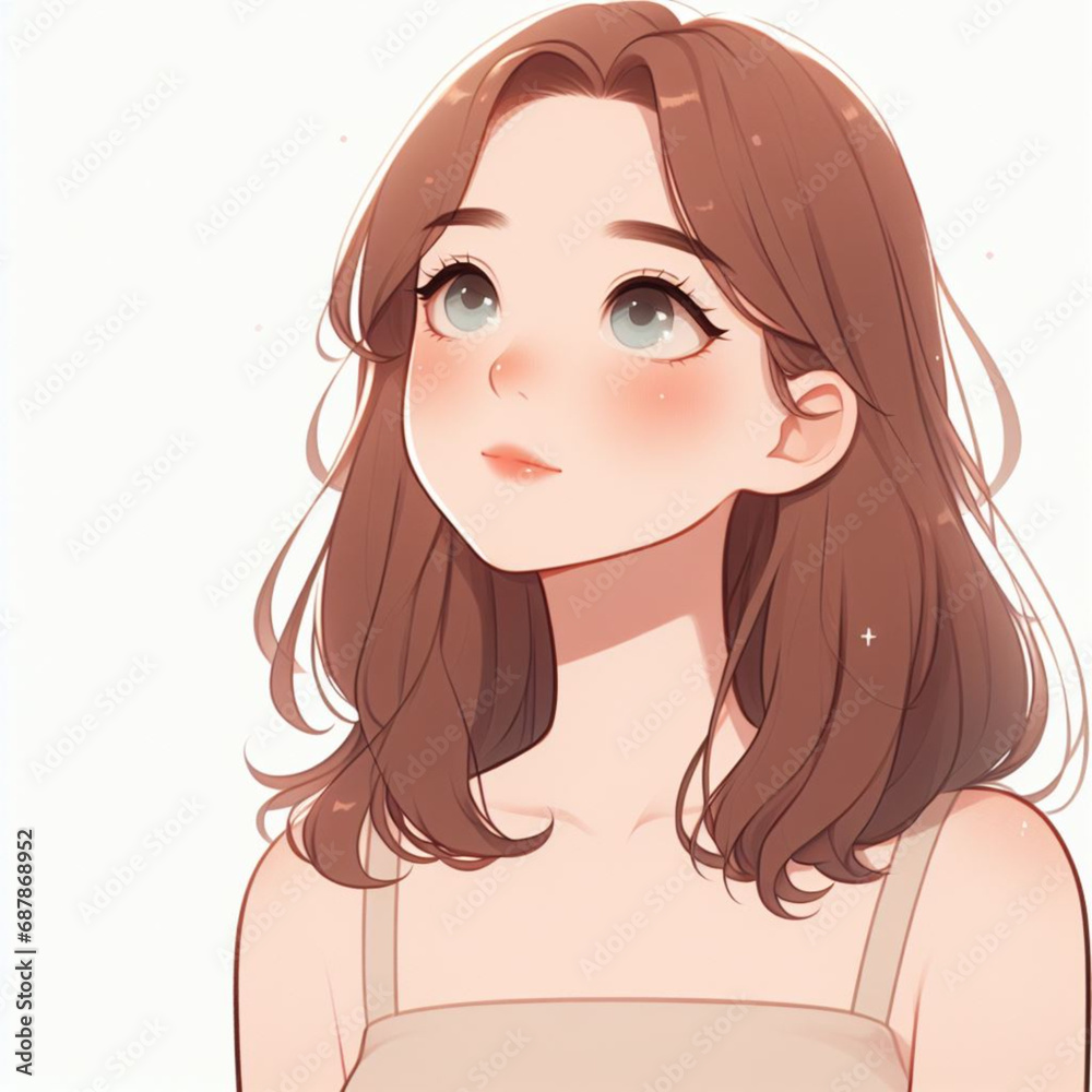 Illustration of a girl looking up 見上げる少女のイラスト Illustration of a girl looking up 見上げる少女のイラスト