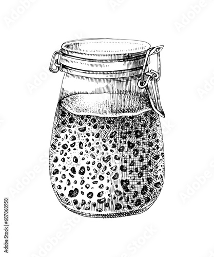 Sourdough starter in glass jar vector