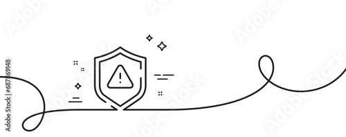 Attention line icon. Continuous one line with curl. Important warning sign. Danger warn symbol. Attention single outline ribbon. Loop curve pattern. Vector