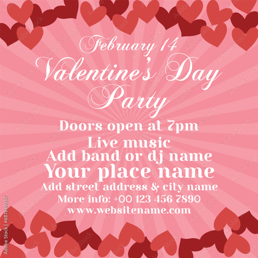Valentine's day celebration poster flyer social media post design