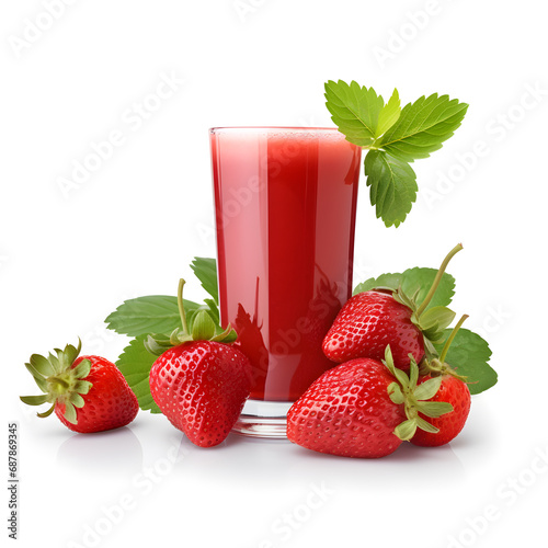 Strawberry tasty juices on white background.