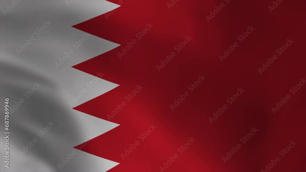 Bahrain flag waving animation 4K. Great for Bahrain National Day Celebrations, for banner, social media, feed wallpaper stories