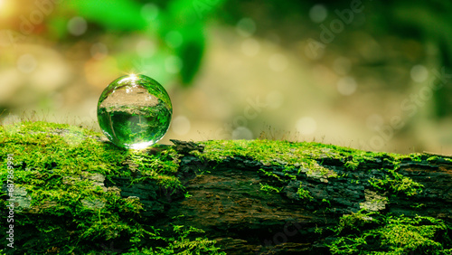 World environment day concept. Globe Glass . Circular economy renewable energy . Sustainable development goals.Environmental protection renewable energy, green business, ESG