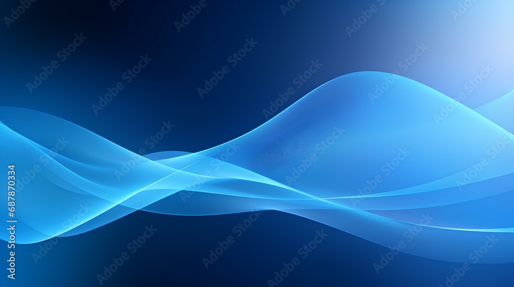Abstract blue wavy with blurred light curved lines background. generative AI