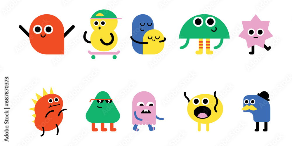 Abstract Geometric Cartoon Character Set Abstract Geometric Cartoon Character Set