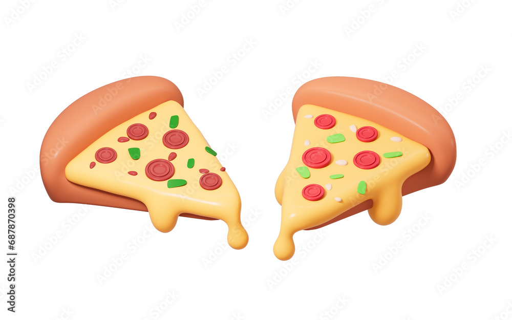 Cartoon pizza model, 3d rendering. Cartoon pizza model, 3d rendering.