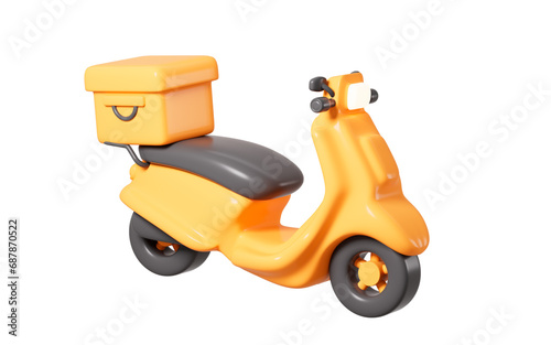 Cartoon scooter and takeout  mobile takeout  online order  3d rendering.