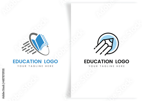 education and graduation book, cap icon logo template design concept