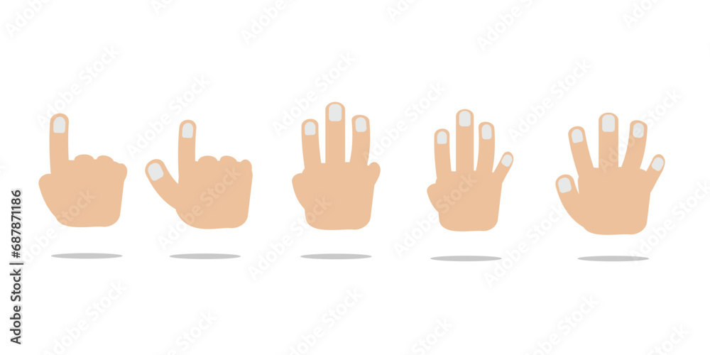 Vector Finger Hand Gesture Count Number Set - obrazy, fototapety, plakaty 