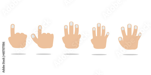 Vector Finger Hand Gesture Count Number Set