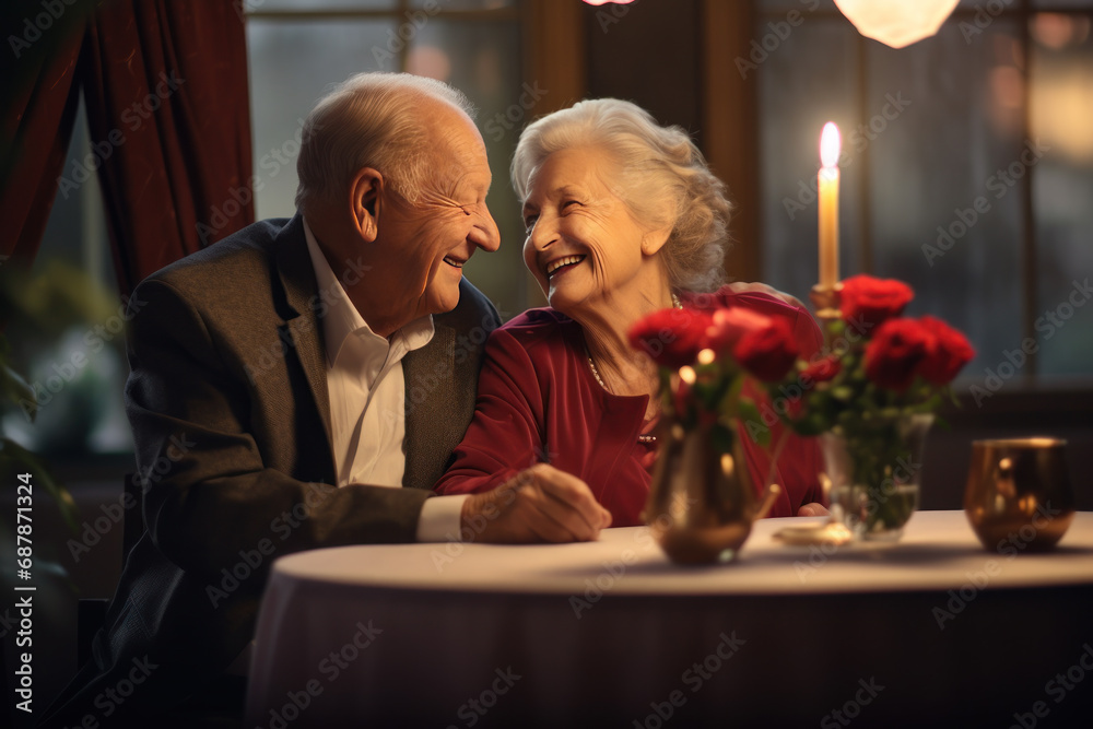 Happy senior couple having romantic date Happy senior couple having romantic date