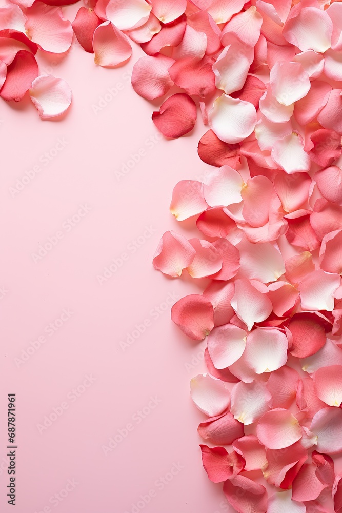 Obraz premium Valentine's Day background. Frame made of pink fresh flowers