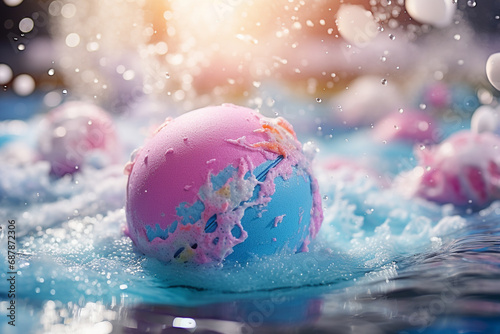 Bath bomb for bathroom, relax and spa in the bath photo