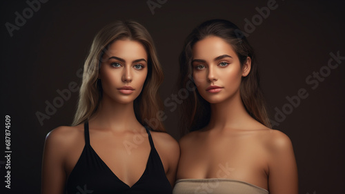 portrait of two beautiful ladies in black tops