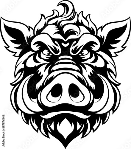 A wild boar hog razorback warthog sports mascot cartoon pig character