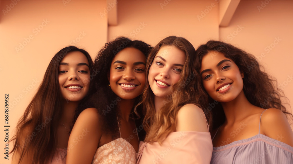 Obraz premium Portrait of beauty female models with smooth skin