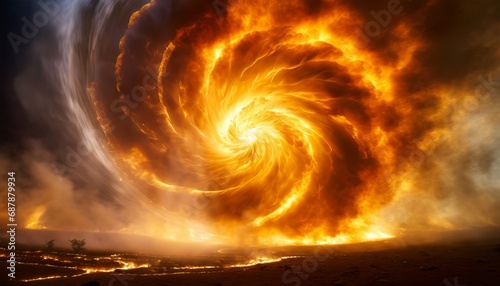 Chaotic Beauty of Fire Tornado with Swirling Flames © CreativeStock