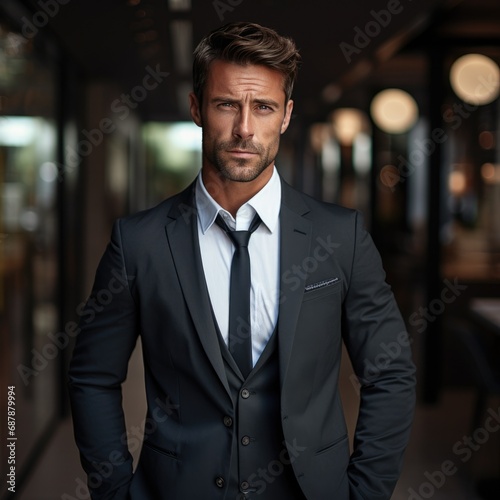 Portrait of handsome businessman with suit
