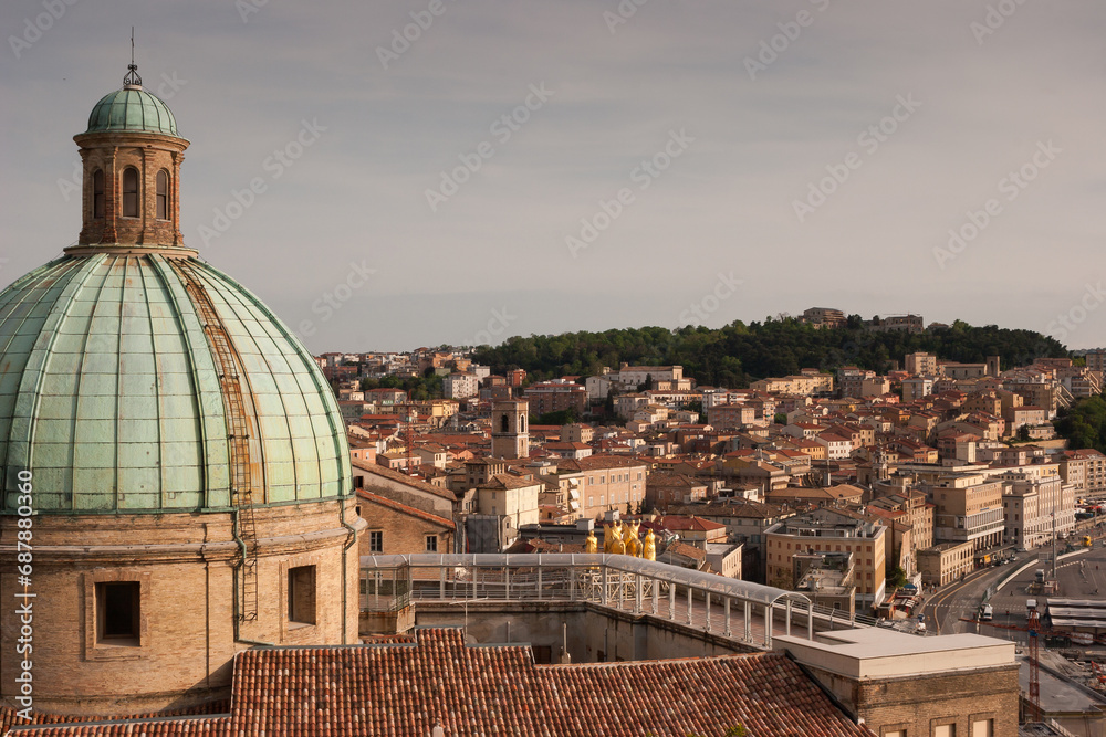 View of the dome of SS. Pellegrino and Teresa Church, Ancona, Marche region,  Italy