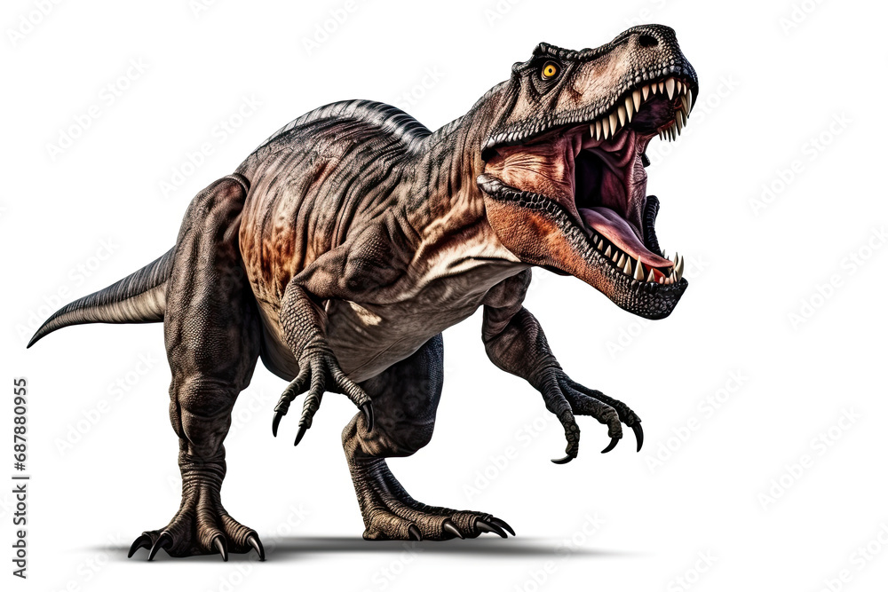 Obraz premium t-rex dinosaur with open mouth isolated on white background