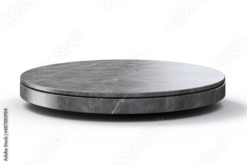 round grey marble podium isolated on white background. product display podium for product presentation