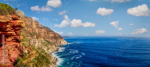 Billede på lærred ocean view from the rock abrupt coastline high angle, cape town