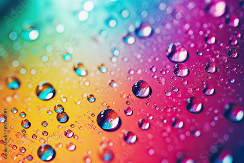 water drops on a rainbow background