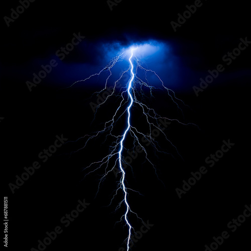 Lightning bolt on black background, isolated